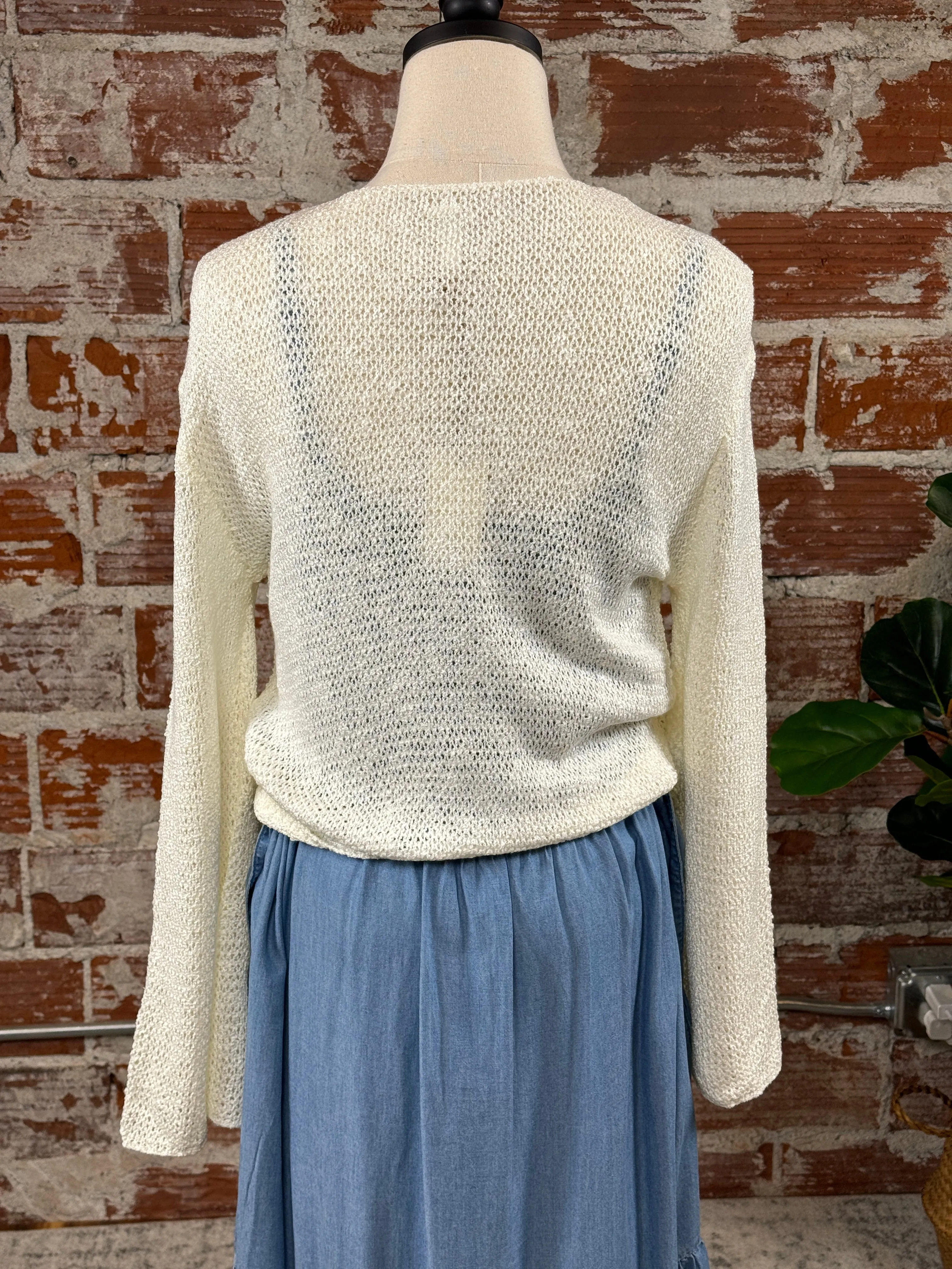 Open Tie Cardigan in Cream