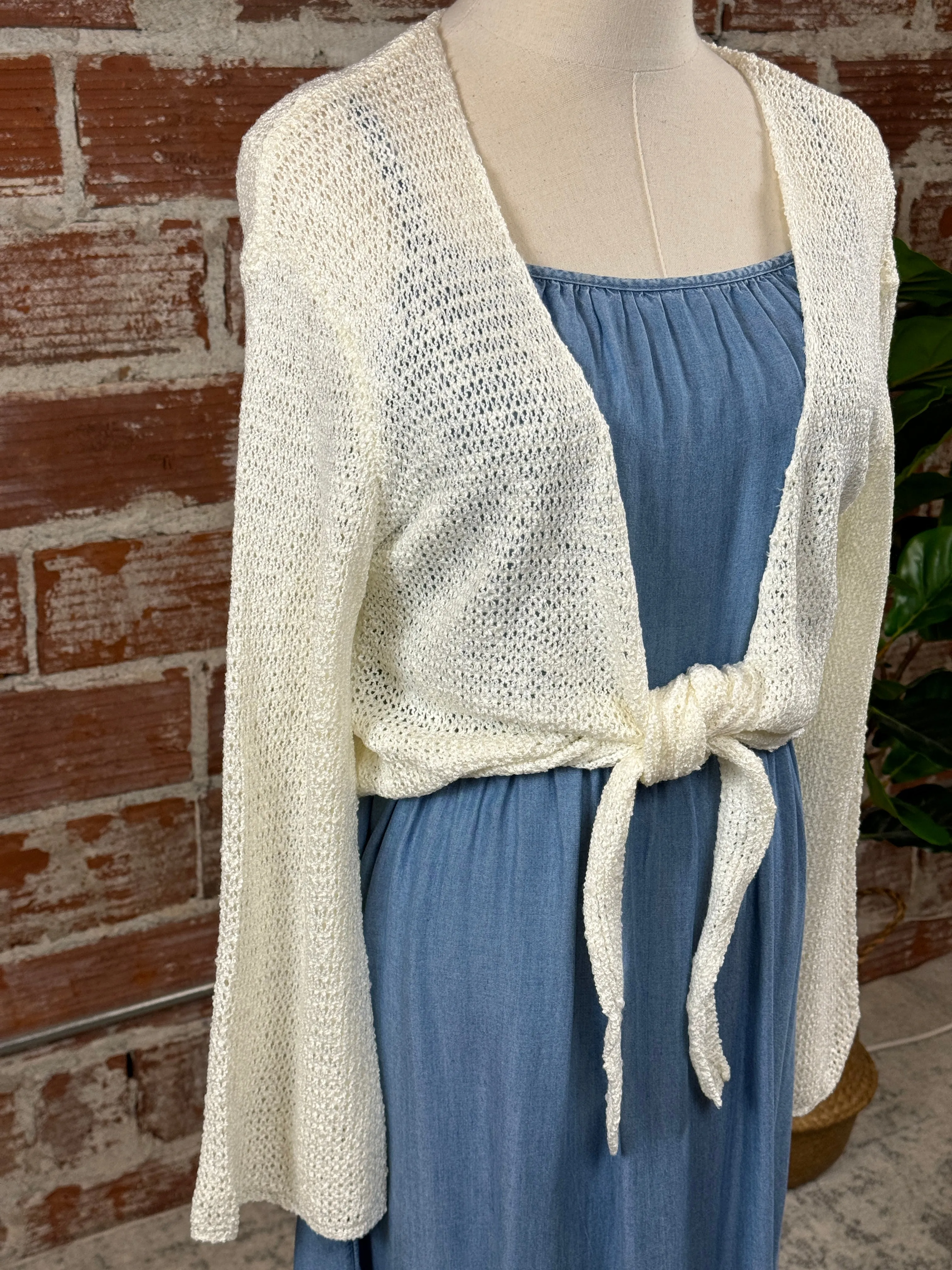 Open Tie Cardigan in Cream