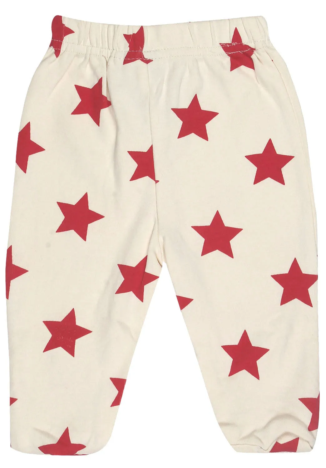 Organic Cotton Baby Pants Footed GOTS Certified Clothes (White-Red)