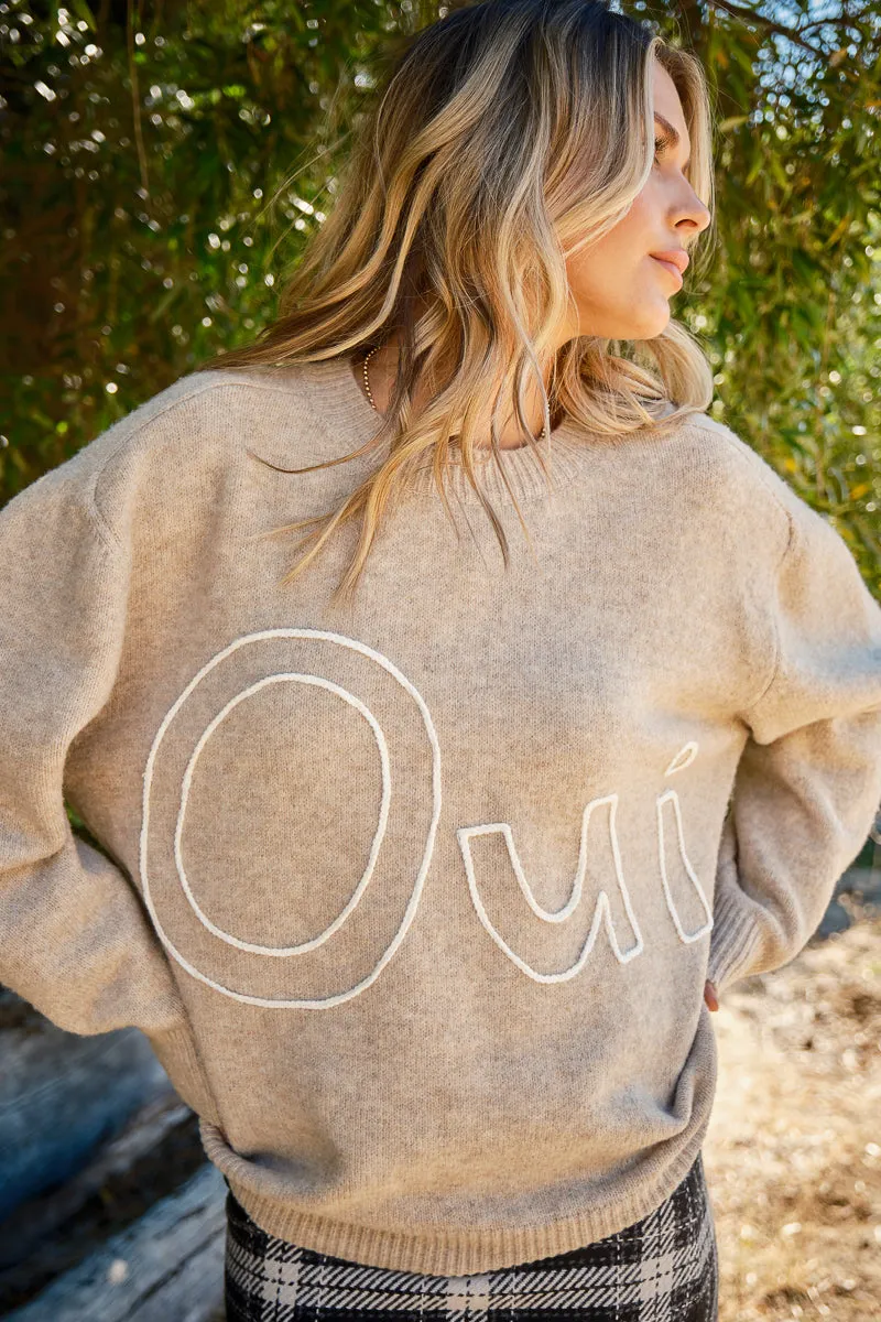 Oui and Yes Embroidered Sweater