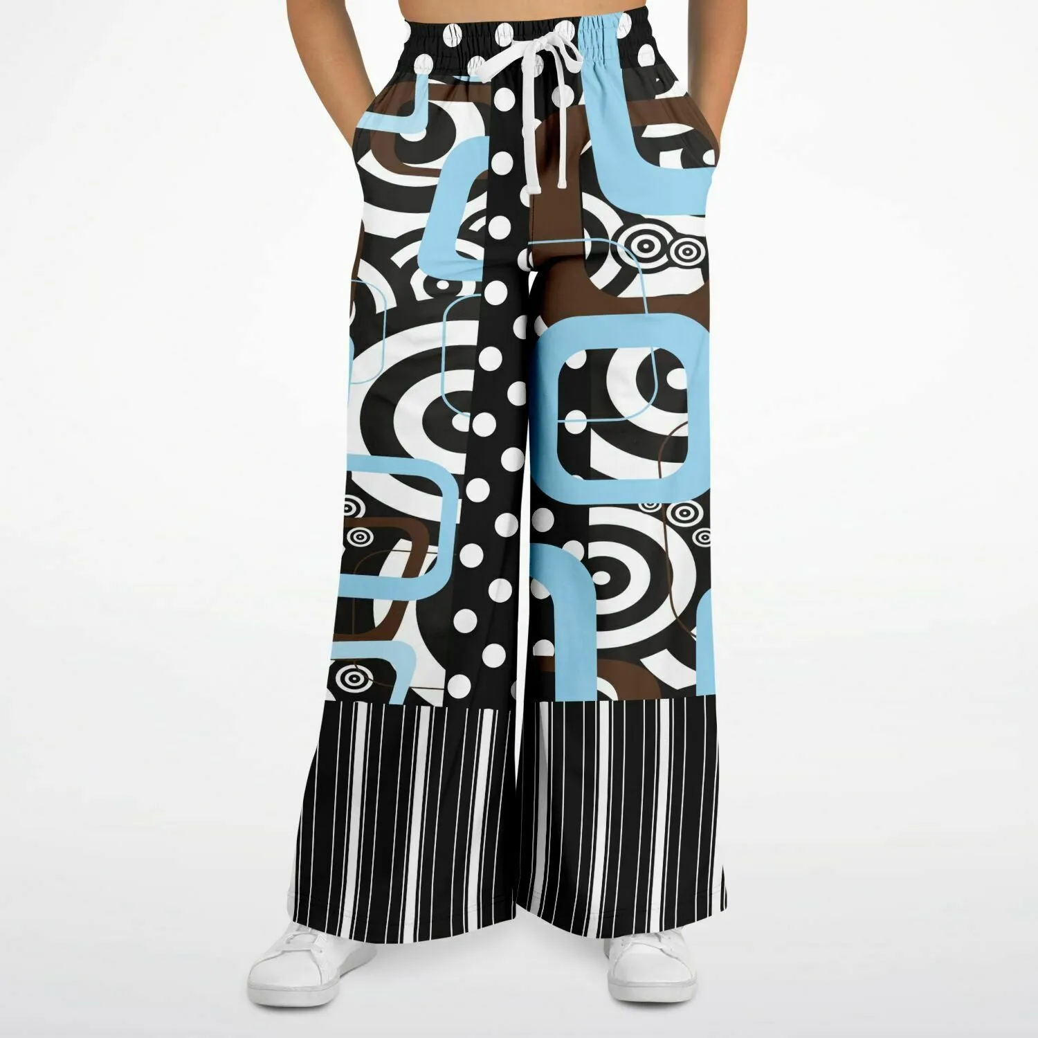 Pacific Palisades Retro Print Eco-Poly Stretchy Phat Bellbottoms