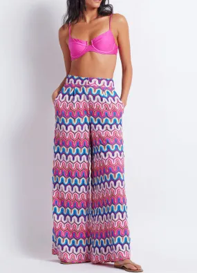 Patbo - Crochet Wide Leg Pants - Pink Multi