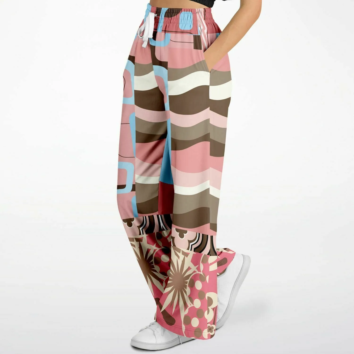 Pink Geo Retro Striped Eco-Poly Stretchy Phat Bellbottoms