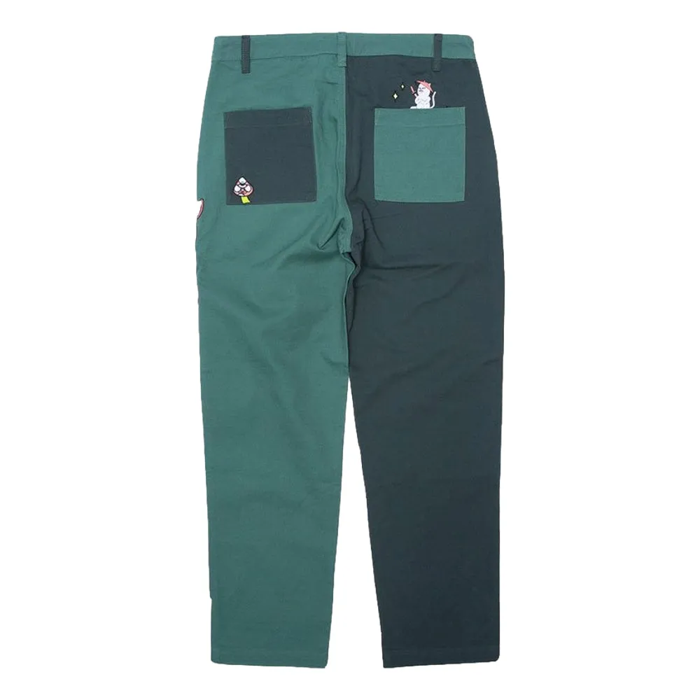 RIPNDIP SENSAI COTTON TWILL EMBROIDERED ART PANTS-TEAL