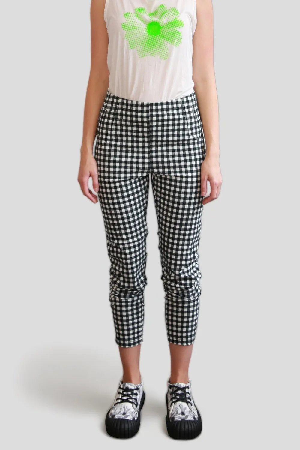 RUNDHOLZ BLACK LABEL BLACK CHECK SLIM LEG PANT