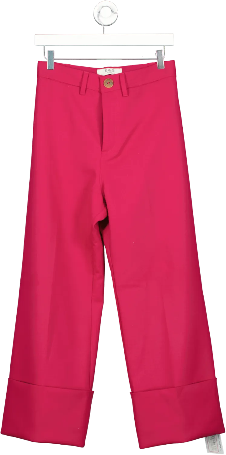 Sea New York Red Wide Turn Up Pants UK S