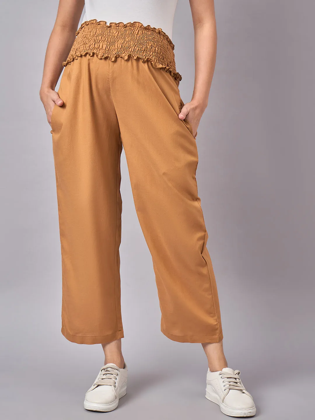 Solid Brown Color Maternity Pants