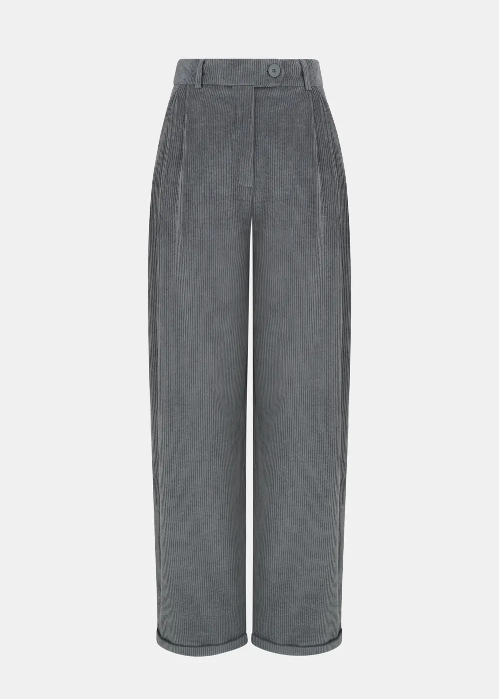 Chic Grey Corduroy Trousers for Women