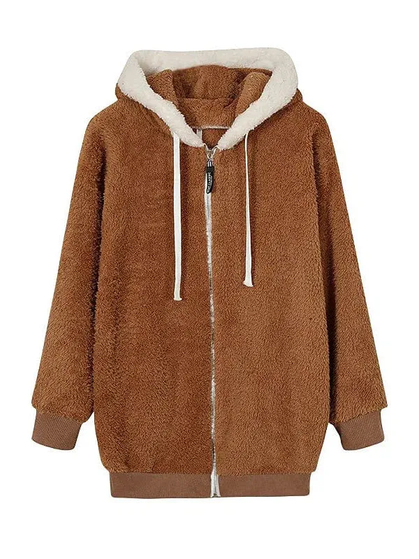 Stay Cozy in Style with Women's Sherpa Fleece Zip Hoodie Sweatshirt