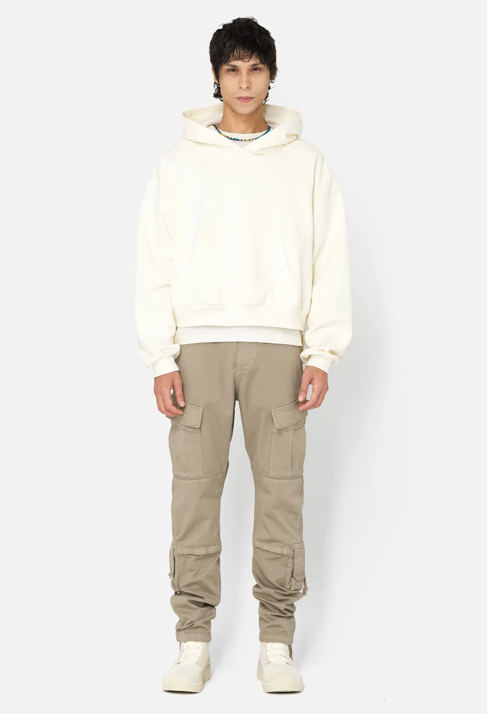 Studio Fleece Tilted Hoodie / Salt