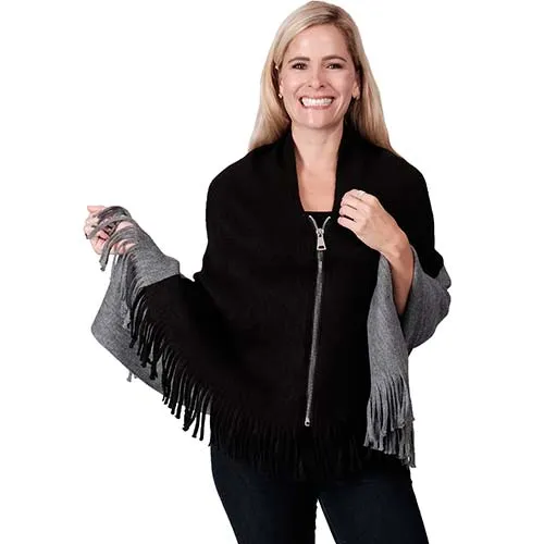 Two Tone Convertible Sweater Poncho