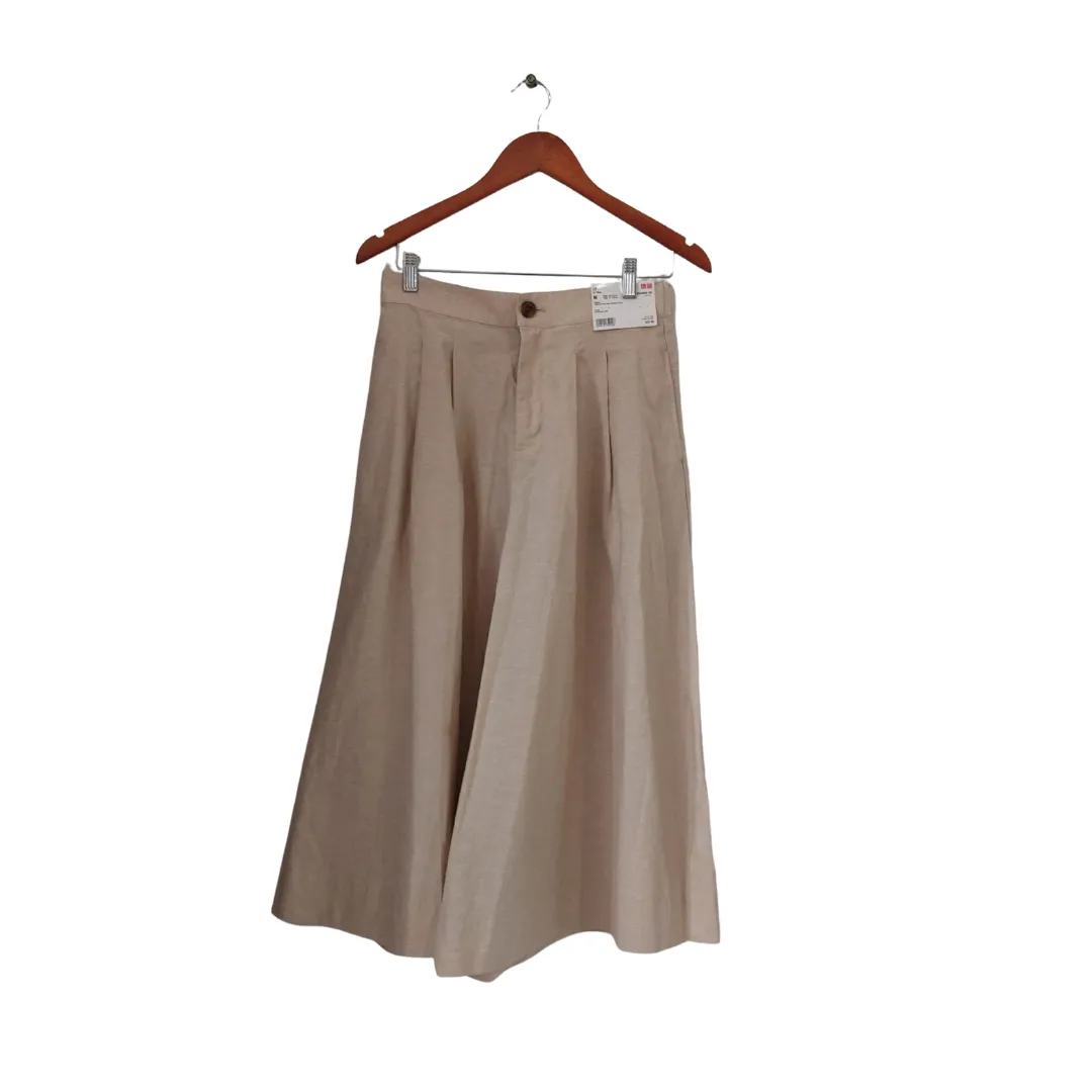 Uniqlo Beige Wide Leg Cropped Pants | Brand New |