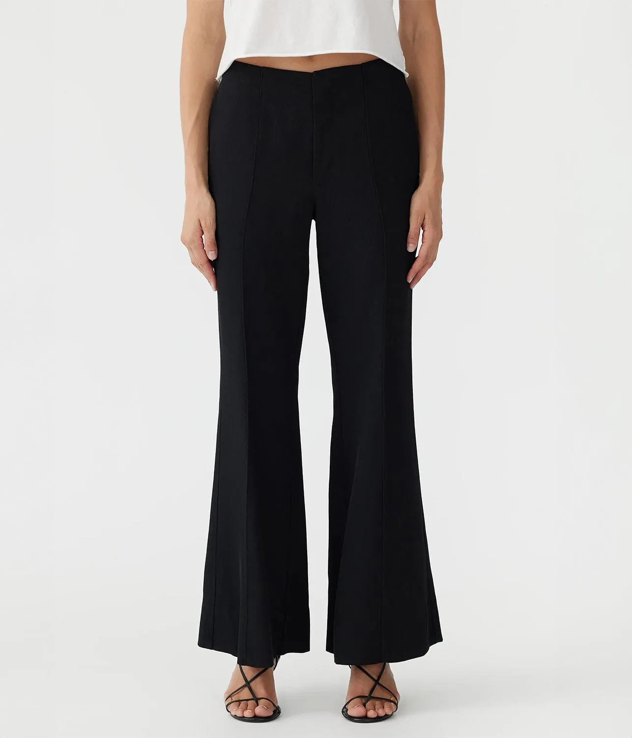 VISCOSE TWILL FLARED PANT- BLACK