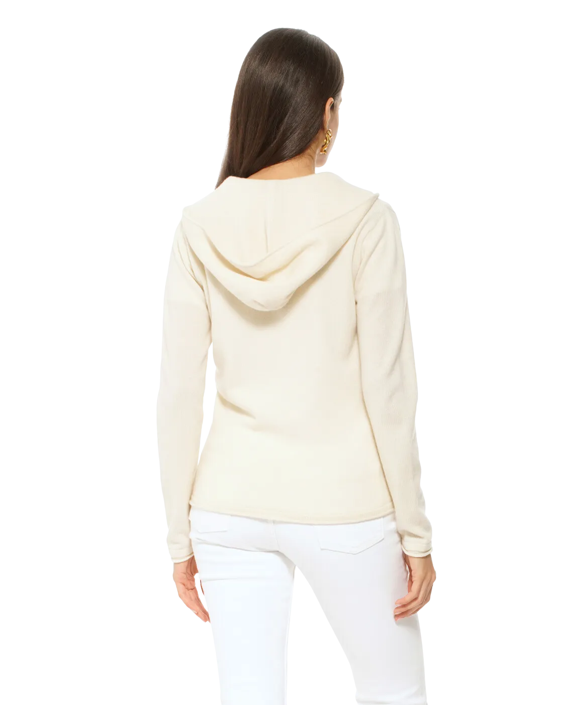 Women's Pure Cashmere Hoodie Sweater Off White