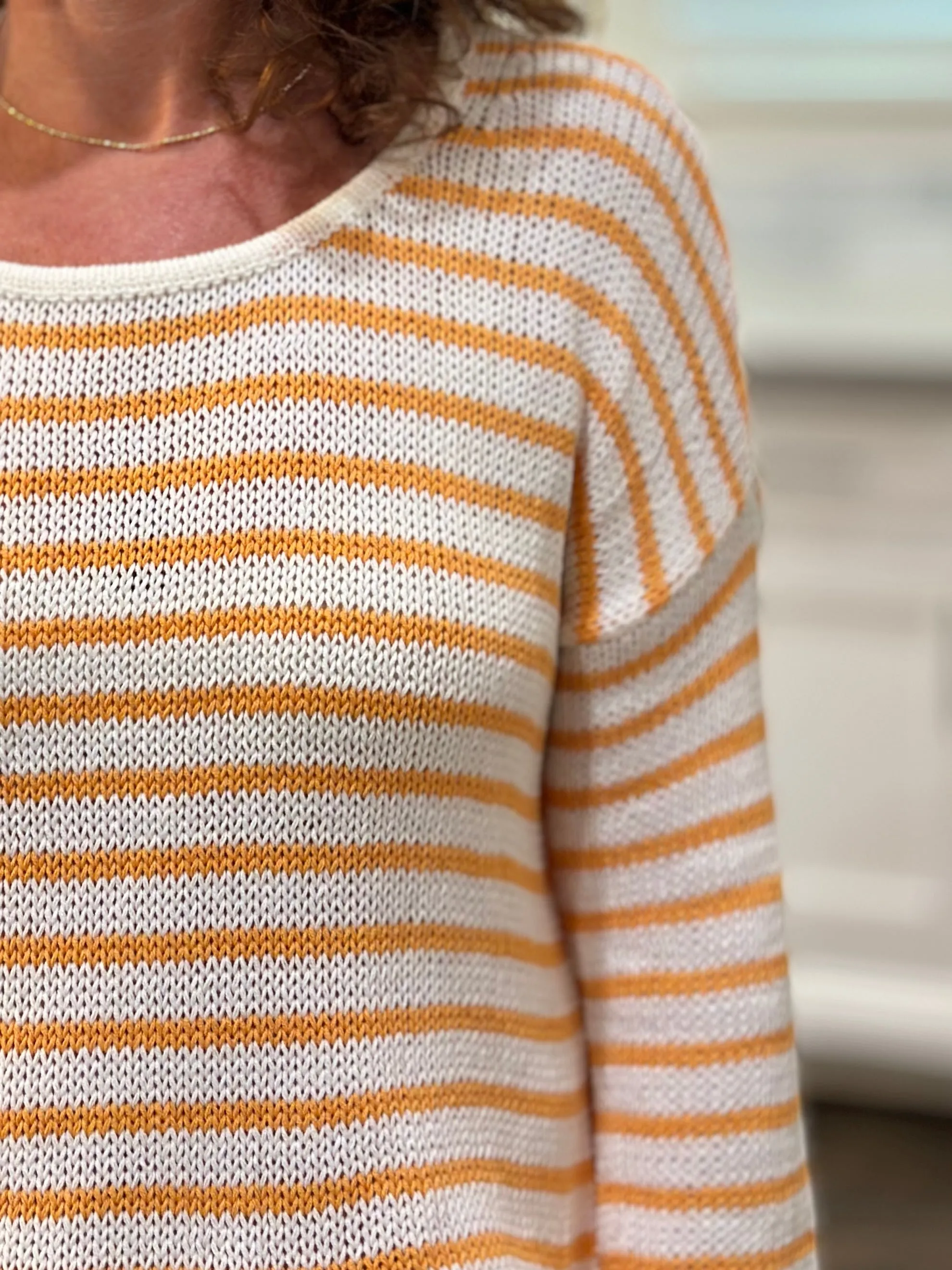 Wooden Ships Kelly Crew Cotton Sweater in Creamsicle & Breaker White